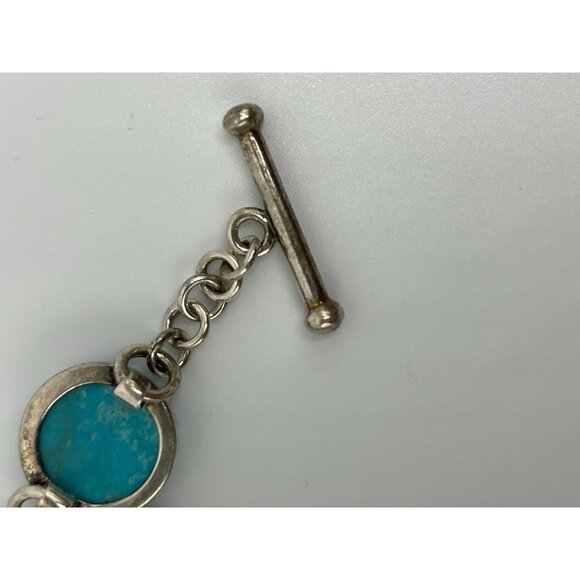 Sterling Silver Bracelet Turquoise Stone Toggle signed WR - Picture 7 of 10